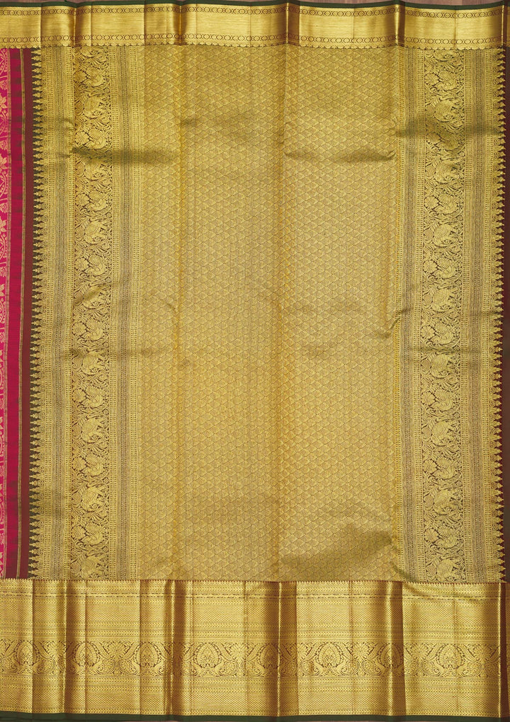 Pink Silk Jaal Gold Zariwork Saree With Matching Blouse Piece