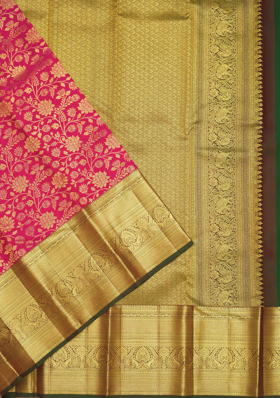 Pink Silk Jaal Gold Zariwork Saree With Matching Blouse Piece