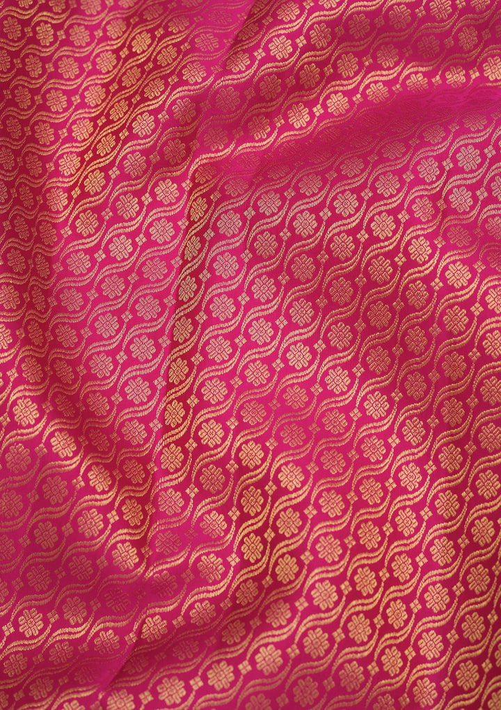 Pink Silk Jaal Gold Zariwork Saree With Matching Blouse Piece