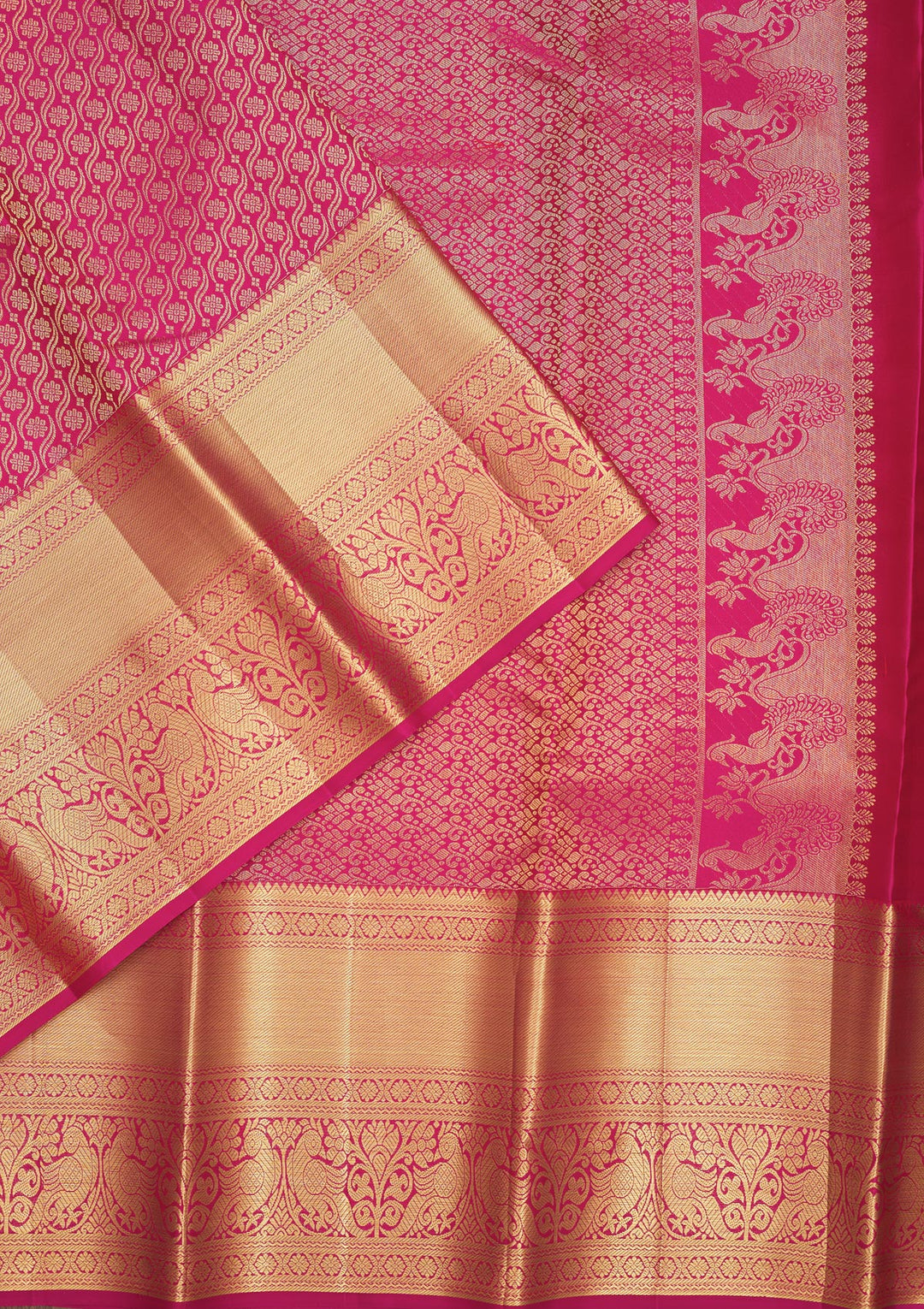 Pink Silk Jaal Gold Zariwork Saree With Matching Blouse Piece