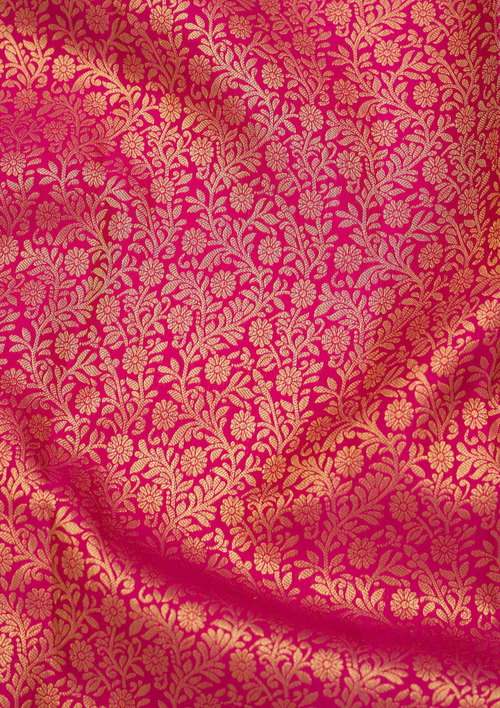 Pink Silk Jaal Gold Zariwork Saree With Matching Blouse Piece