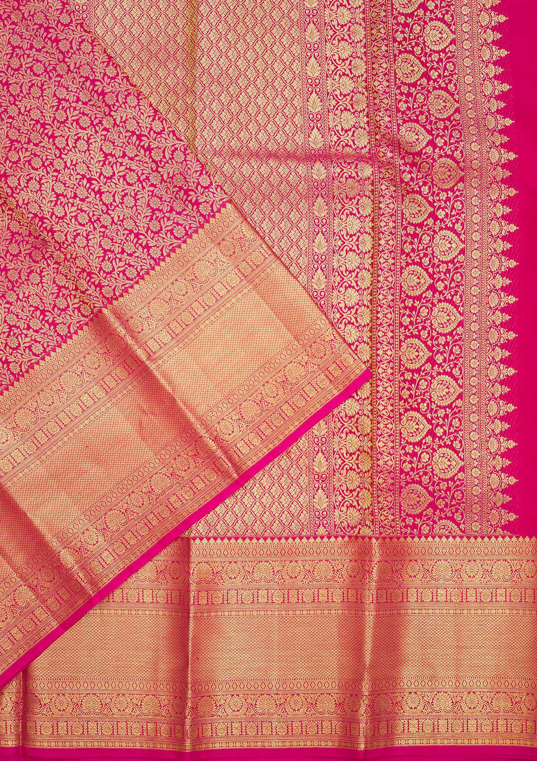 Pink Silk Jaal Gold Zariwork Saree With Matching Blouse Piece