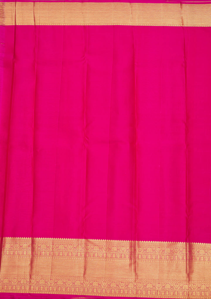 Pink Silk Jaal Gold Zariwork Saree With Matching Blouse Piece