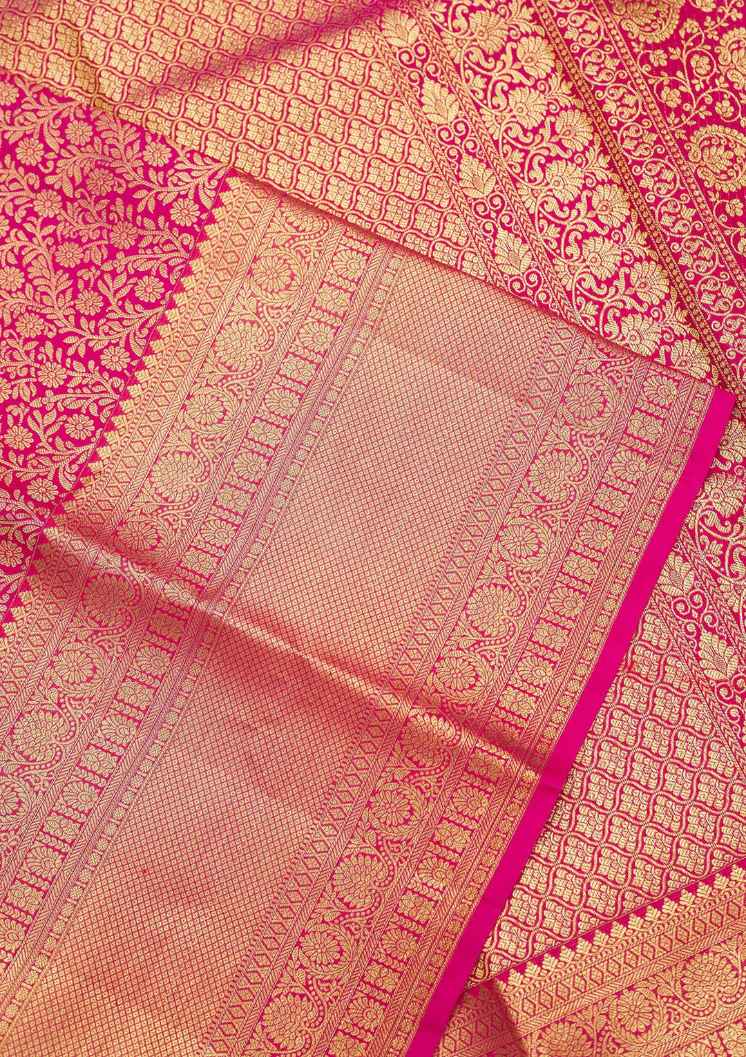 Pink Silk Jaal Gold Zariwork Saree With Matching Blouse Piece