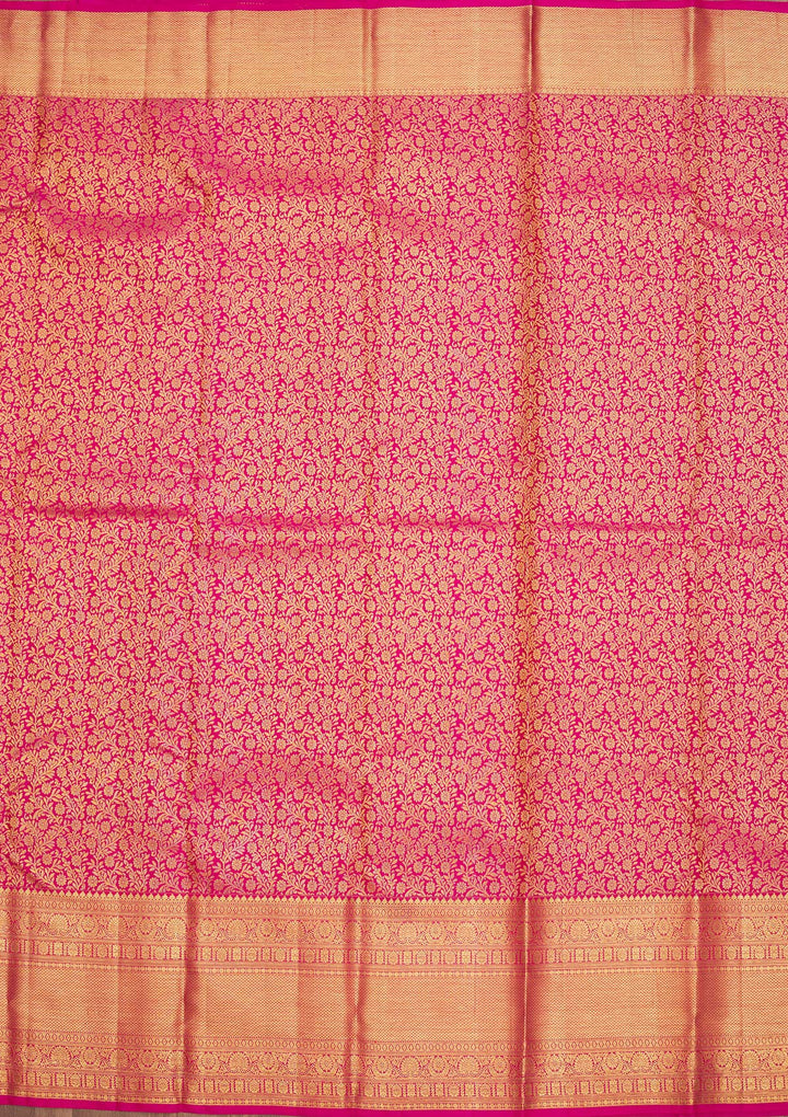 Pink Silk Jaal Gold Zariwork Saree With Matching Blouse Piece