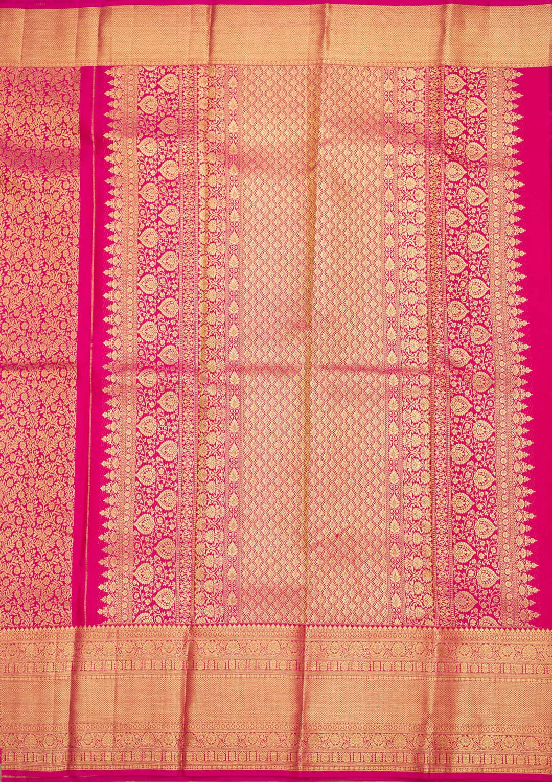 Pink Silk Jaal Gold Zariwork Saree With Matching Blouse Piece