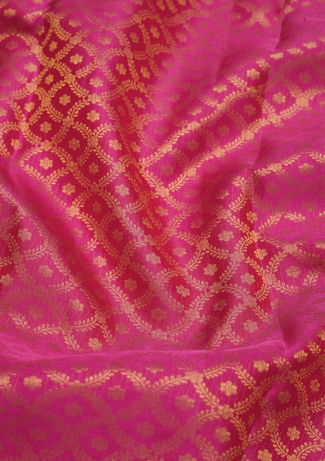 Pink Silk Jaal Gold Zariwork Saree With Matching Blouse Piece