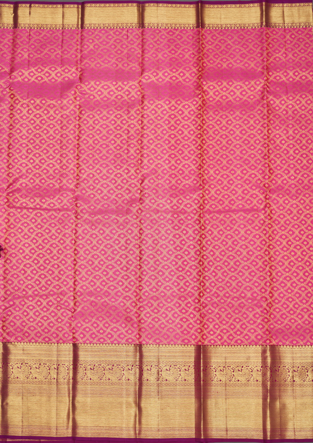Pink Silk Jaal Gold Zariwork Saree With Matching Blouse Piece