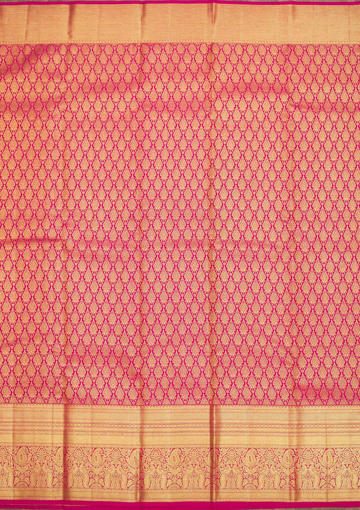 Pink Silk Jaal Gold Zariwork Saree With Matching Blouse Piece