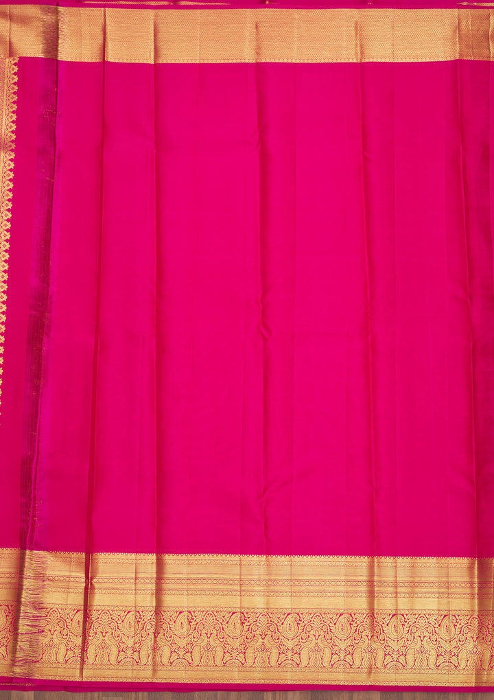 Pink Silk Jaal Gold Zariwork Saree With Matching Blouse Piece