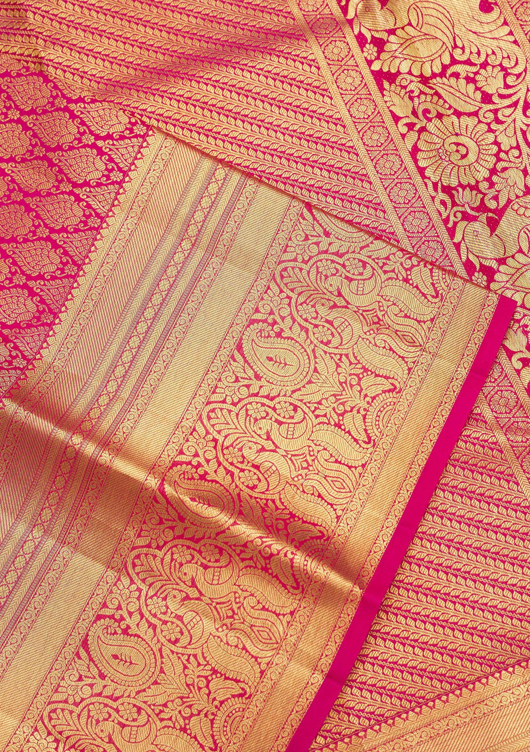 Pink Silk Jaal Gold Zariwork Saree With Matching Blouse Piece