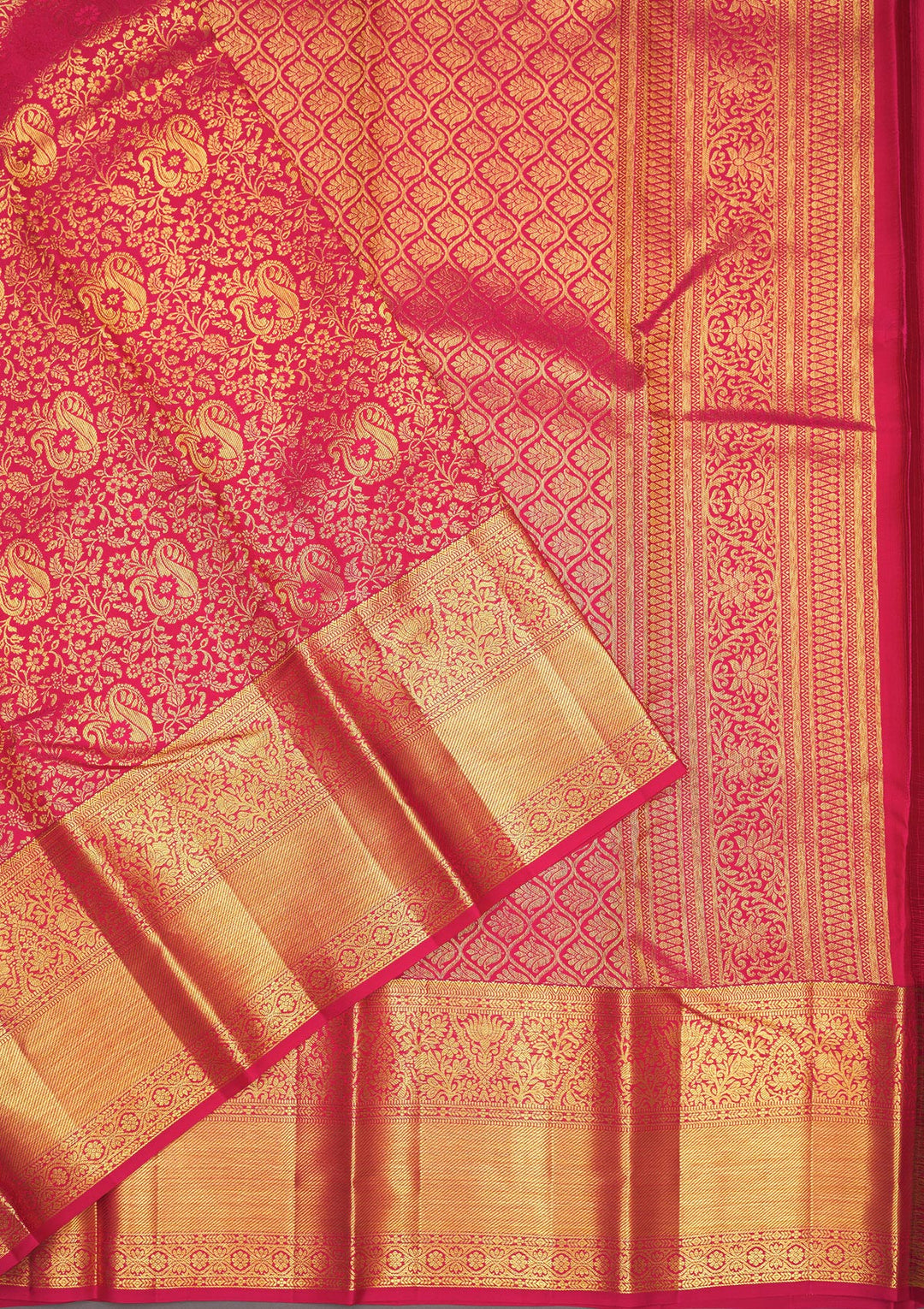 Pink Silk Jaal Gold Zariwork Saree With Matching Blouse Piece
