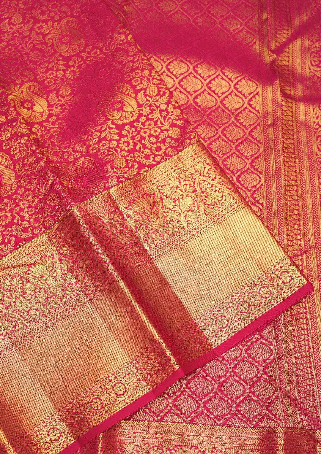 Pink Silk Jaal Gold Zariwork Saree With Matching Blouse Piece