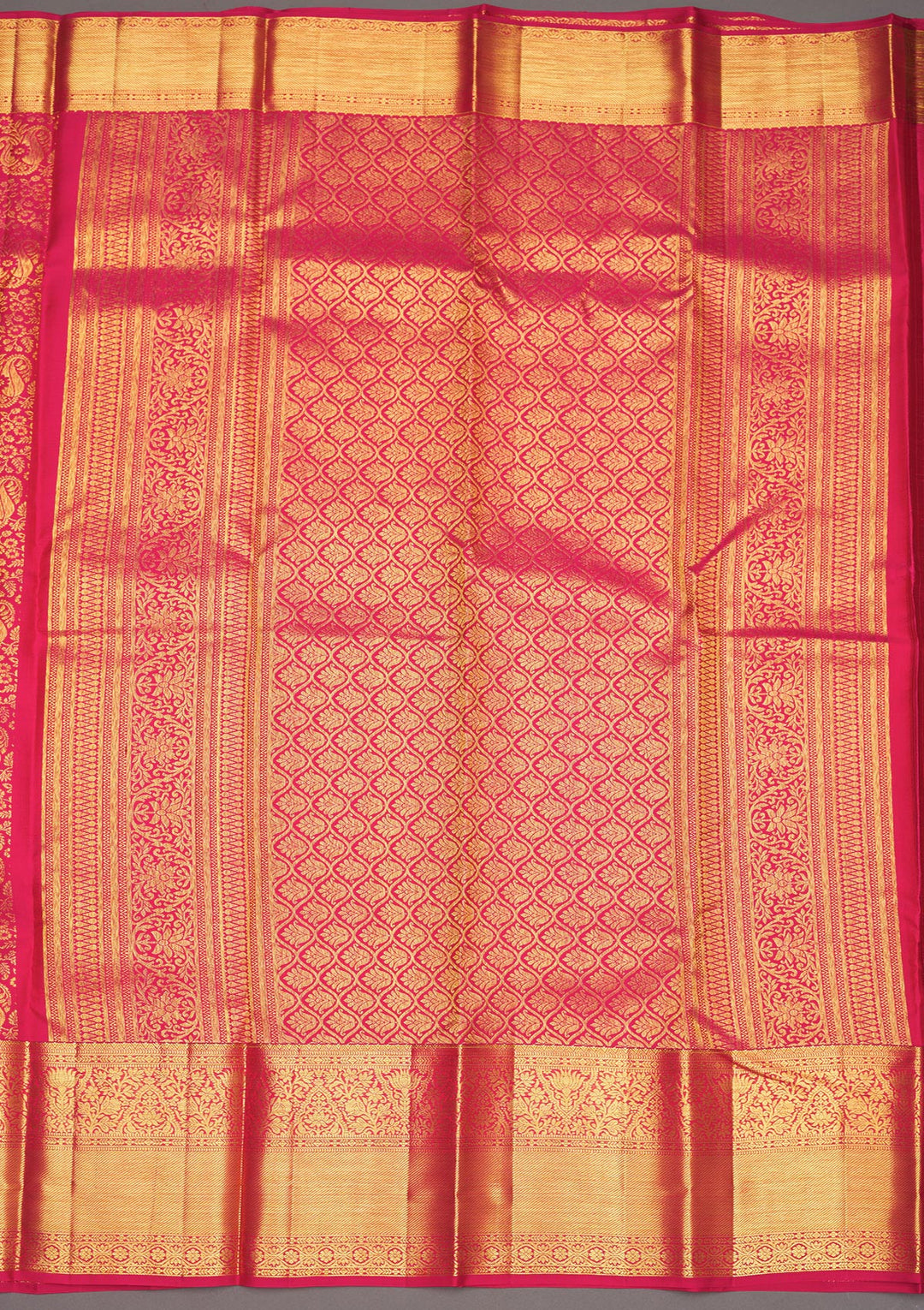 Pink Silk Jaal Gold Zariwork Saree With Matching Blouse Piece