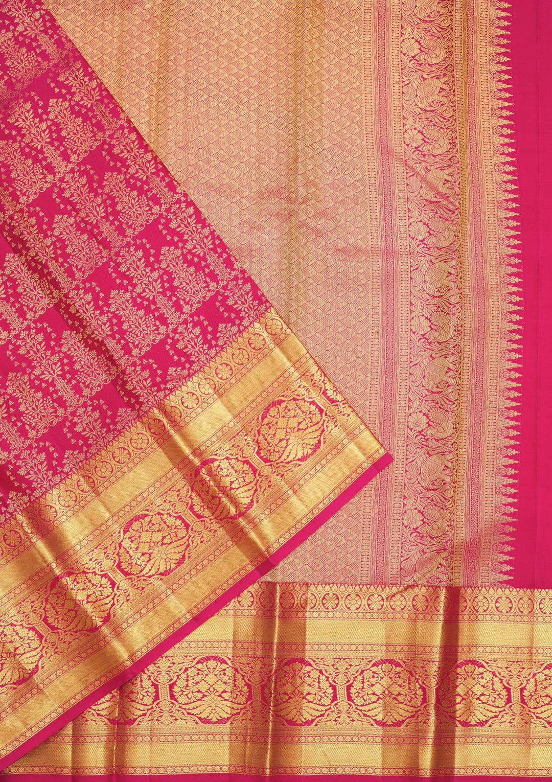 Pink Silk Jaal Gold Zariwork Saree With Matching Blouse Piece