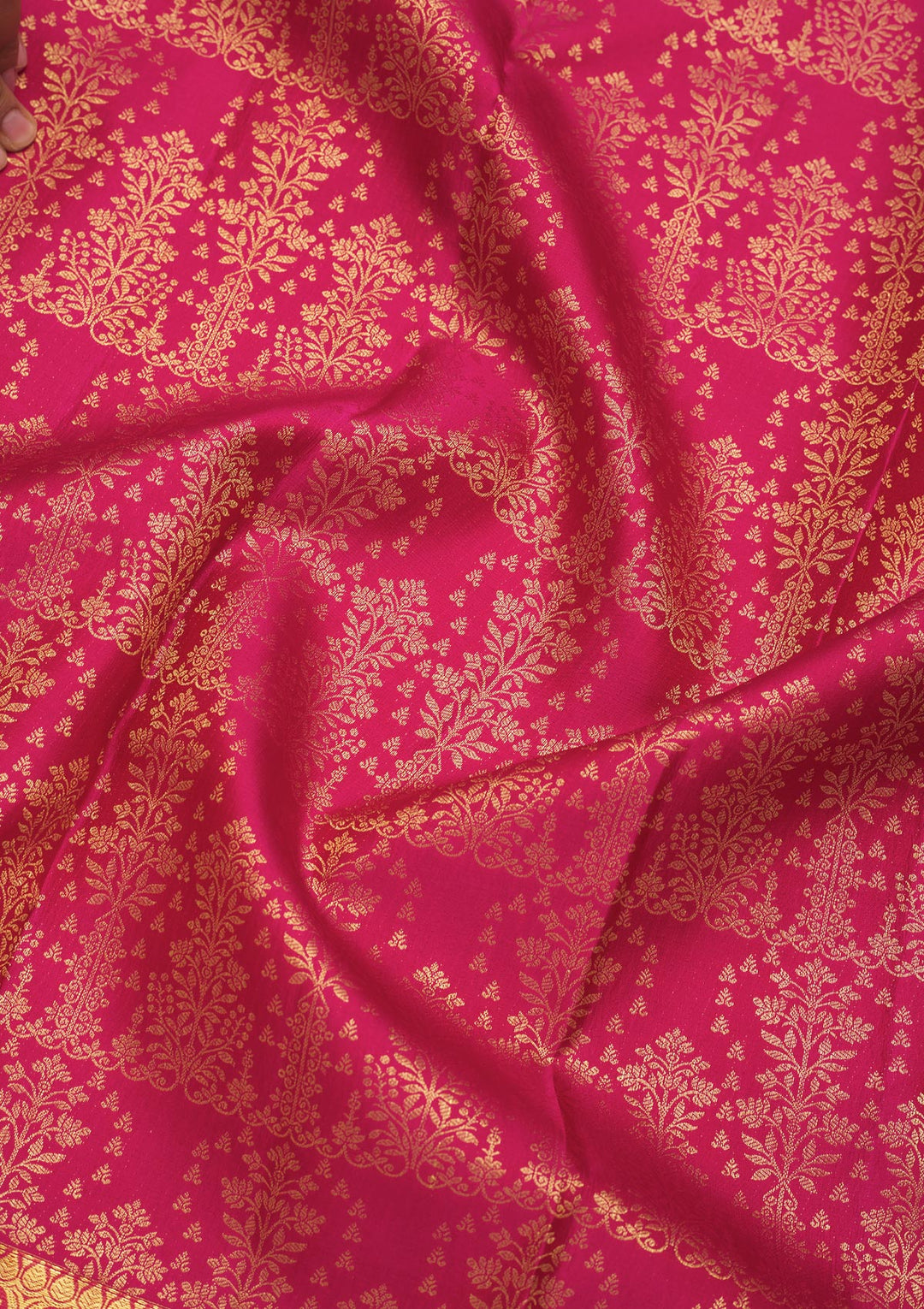 Pink Silk Jaal Gold Zariwork Saree With Matching Blouse Piece