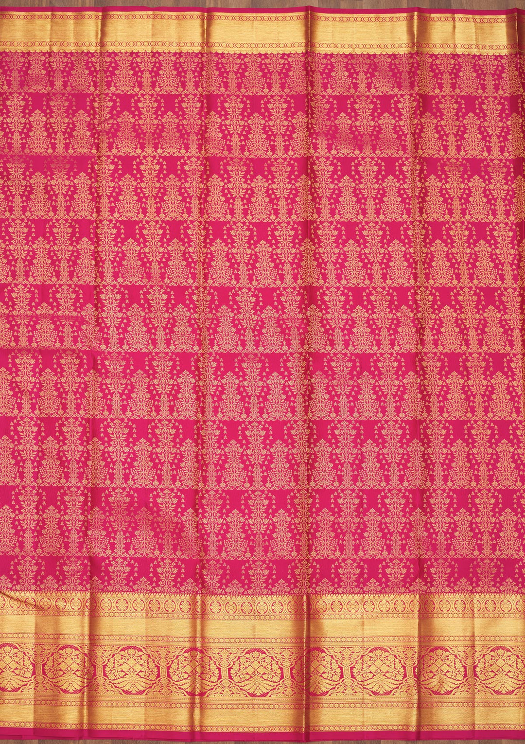 Pink Silk Jaal Gold Zariwork Saree With Matching Blouse Piece