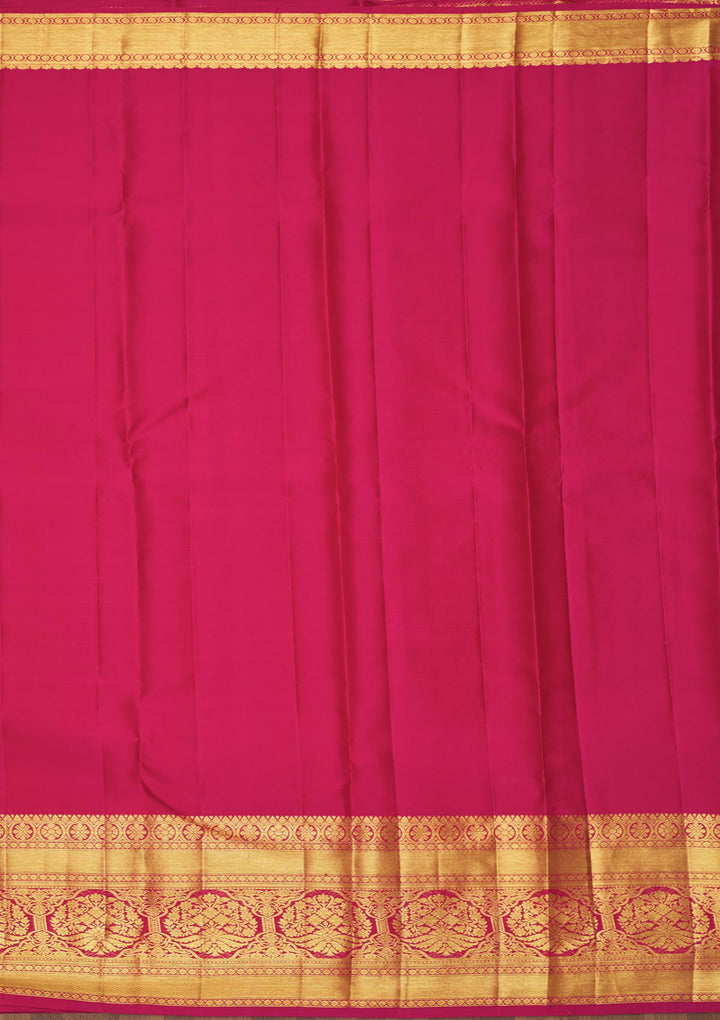 Pink Silk Jaal Gold Zariwork Saree With Matching Blouse Piece