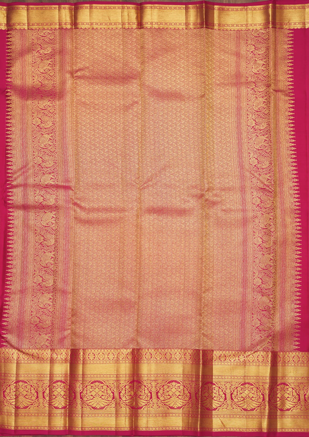 Pink Silk Jaal Gold Zariwork Saree With Matching Blouse Piece