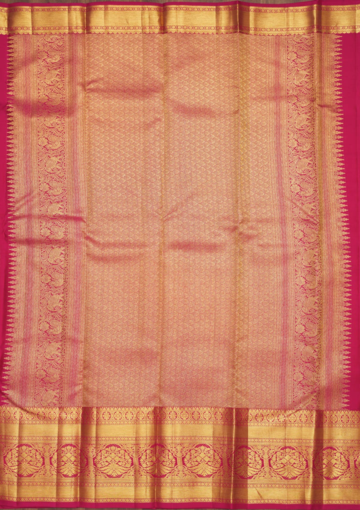 Pink Silk Jaal Gold Zariwork Saree With Matching Blouse Piece