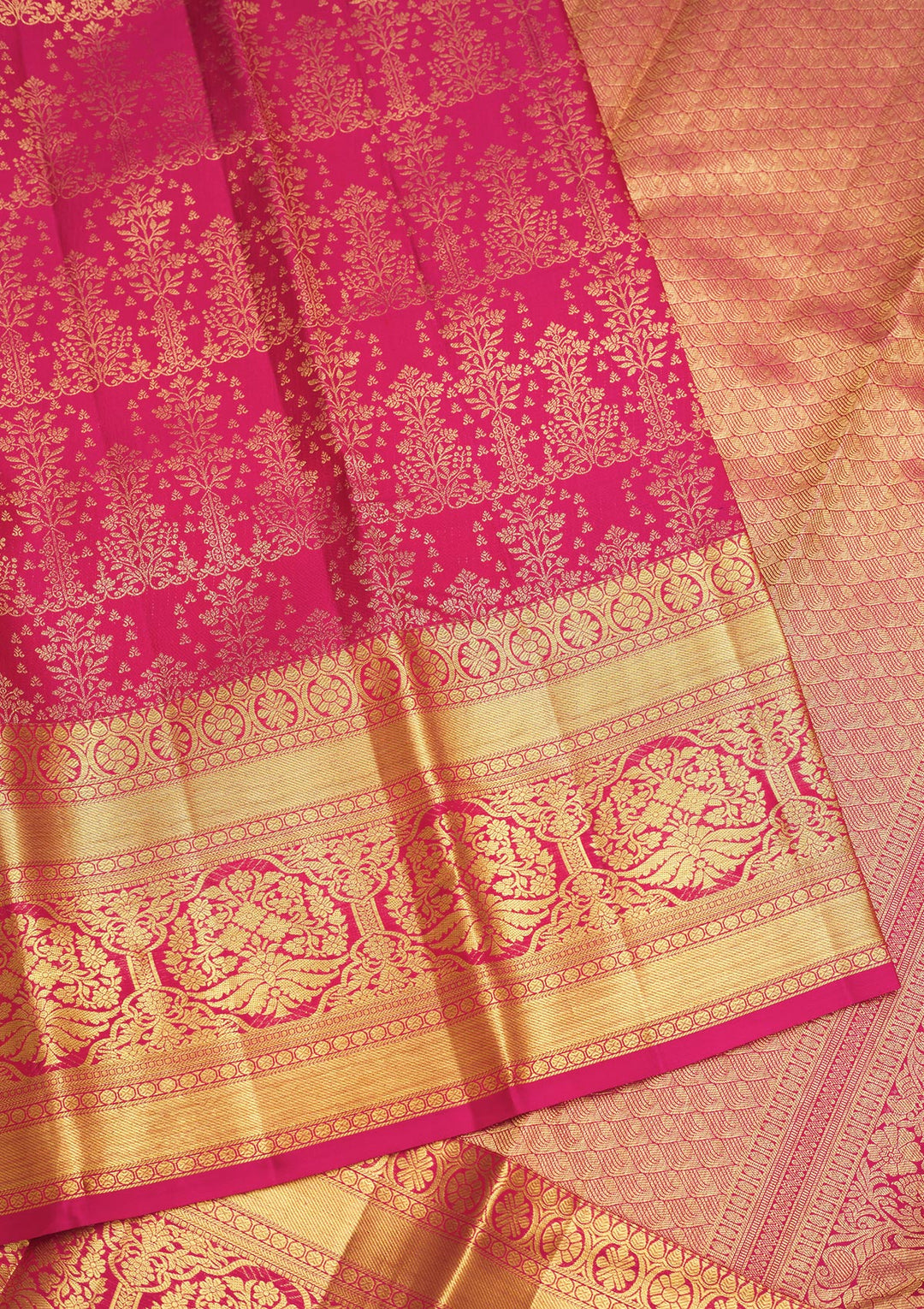 Pink Silk Jaal Gold Zariwork Saree With Matching Blouse Piece