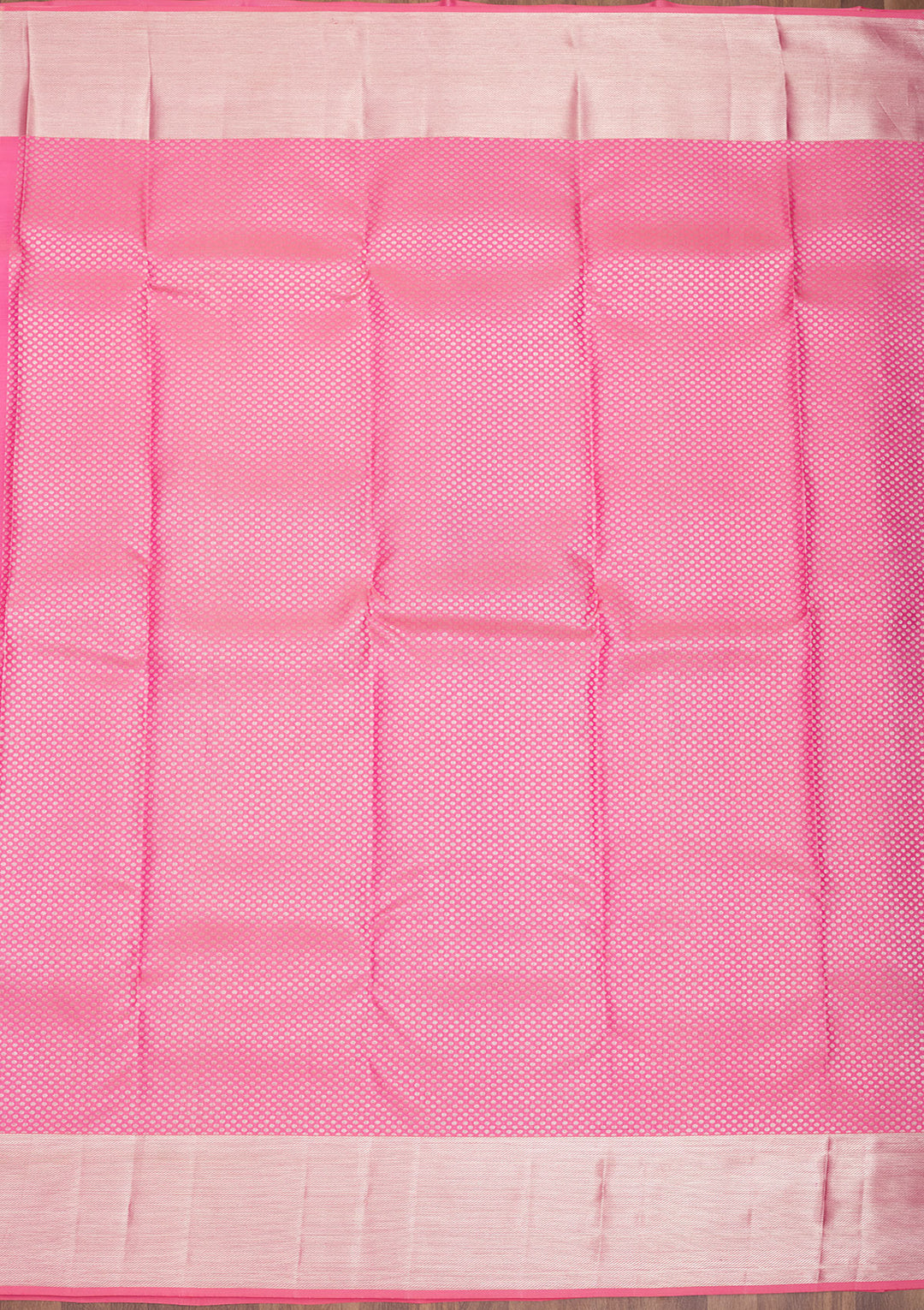 Pink Silk Jaal Silver Zariwork Saree With Matching Blouse Piece