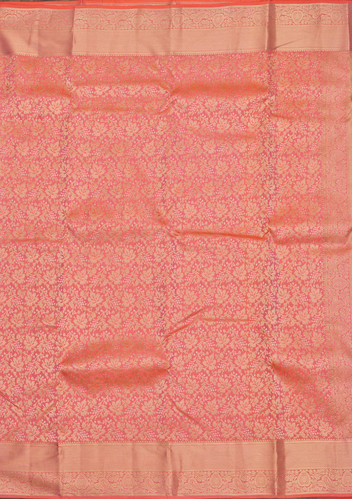 Pink Silk Jaal Gold Zariwork Saree With Matching Blouse Piece