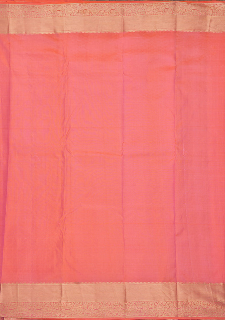 Pink Silk Jaal Gold Zariwork Saree With Matching Blouse Piece