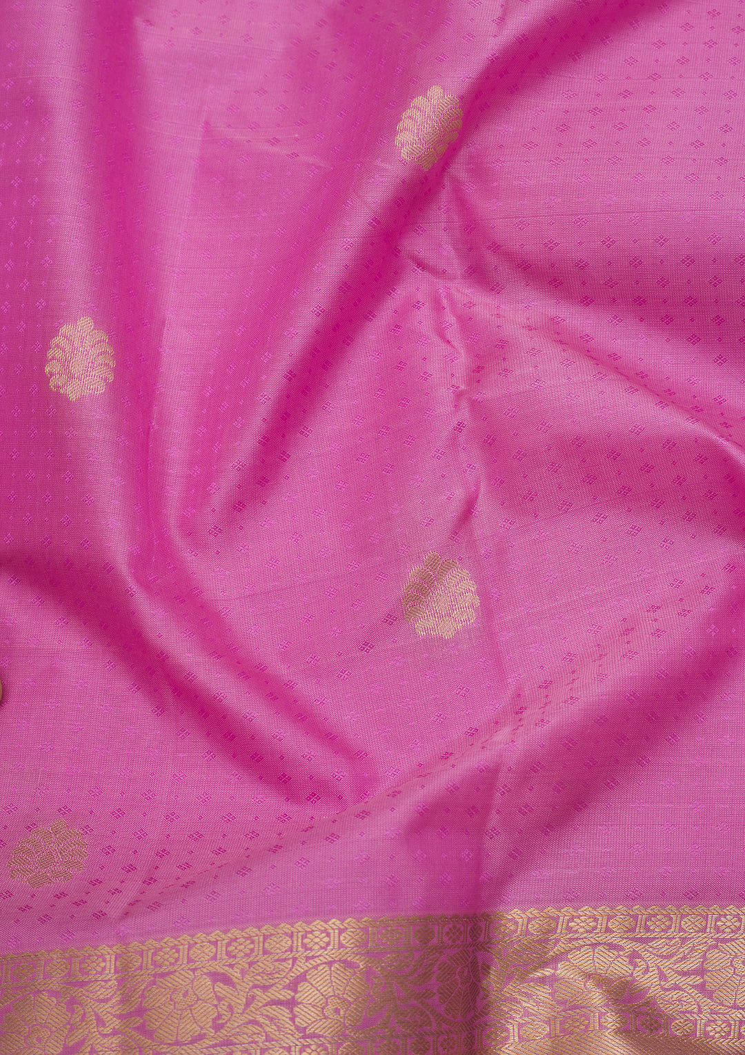 Pink Silk Buti Gold Zariwork Saree With Matching Blouse Piece