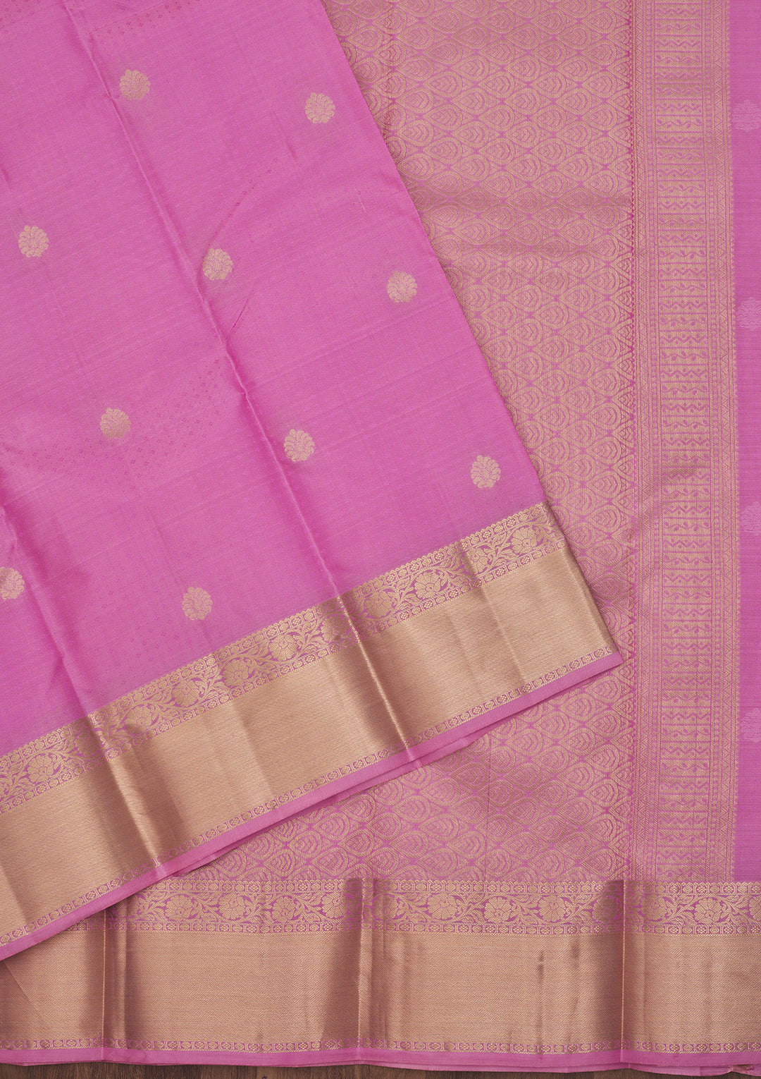 Pink Silk Buti Gold Zariwork Saree With Matching Blouse Piece