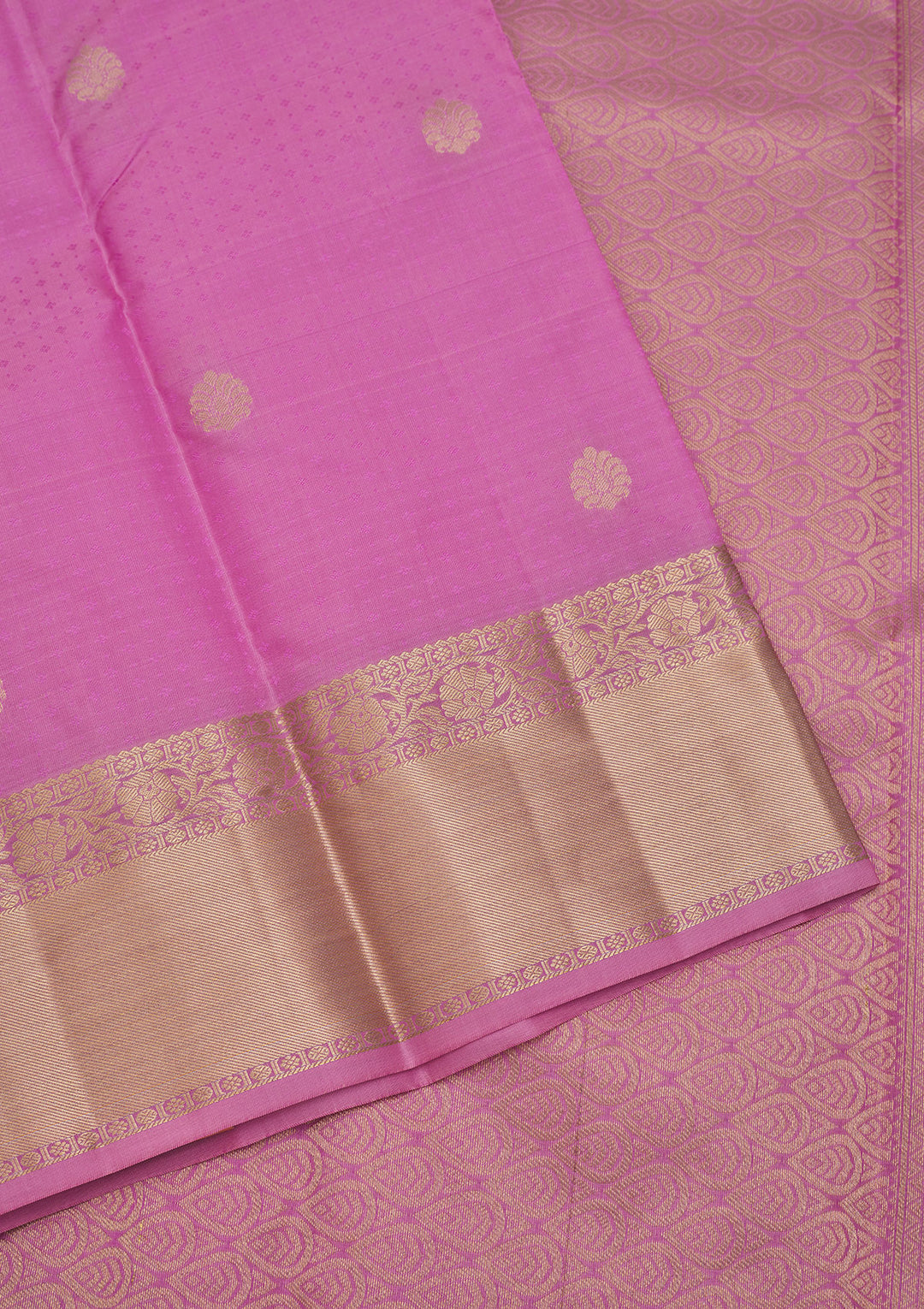 Pink Silk Buti Gold Zariwork Saree With Matching Blouse Piece