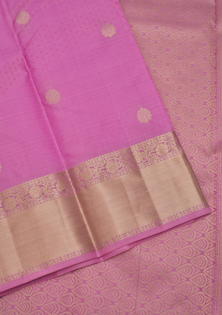 Pink Silk Buti Gold Zariwork Saree With Matching Blouse Piece