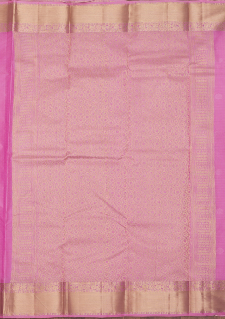 Pink Silk Buti Gold Zariwork Saree With Matching Blouse Piece