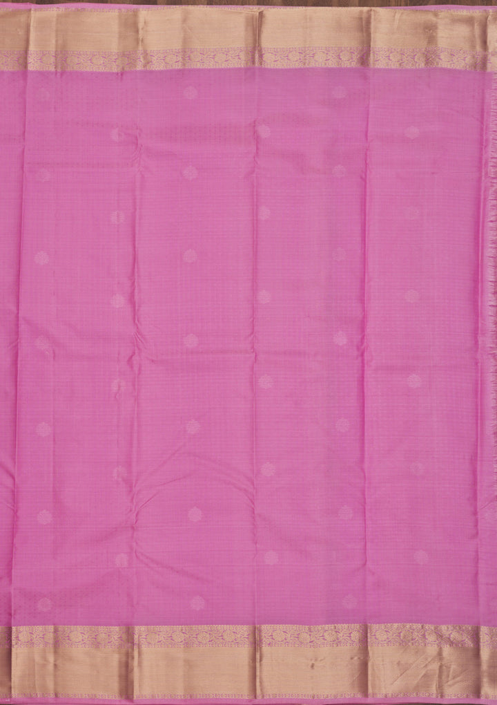 Pink Silk Buti Gold Zariwork Saree With Matching Blouse Piece