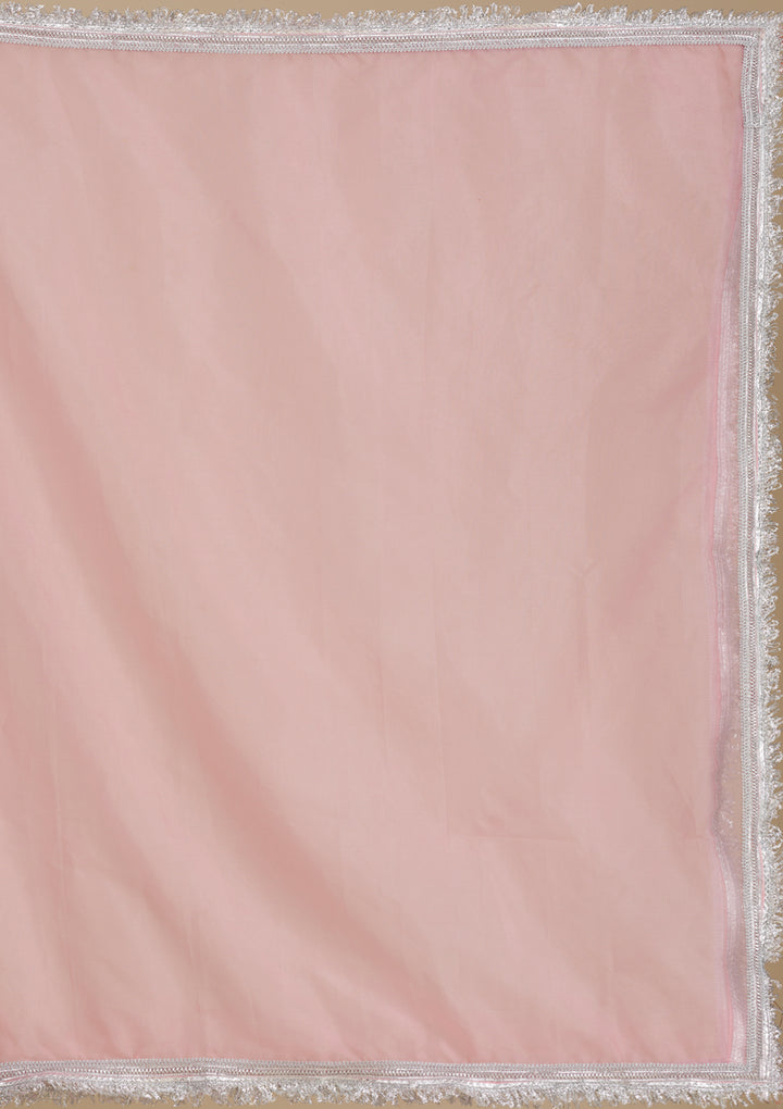 Pink Zariwork Semi Crepe Readymade Salwar Suit