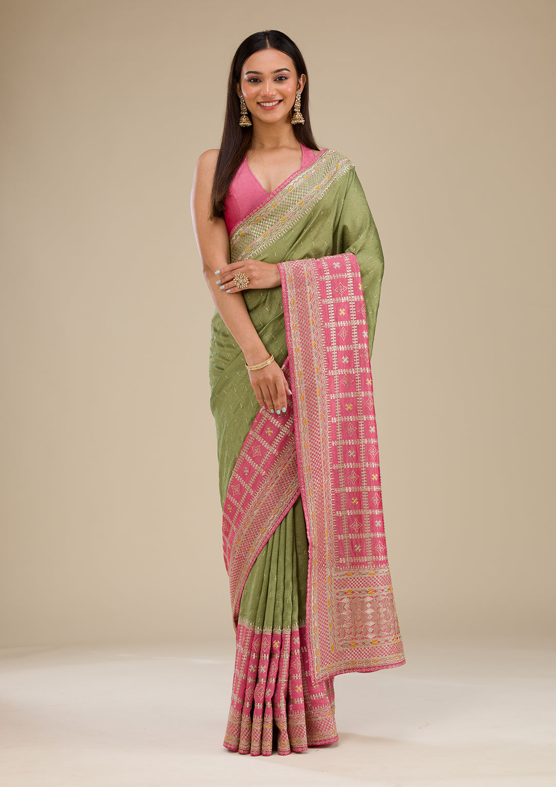 Pink Zariwork Soft Silk Saree