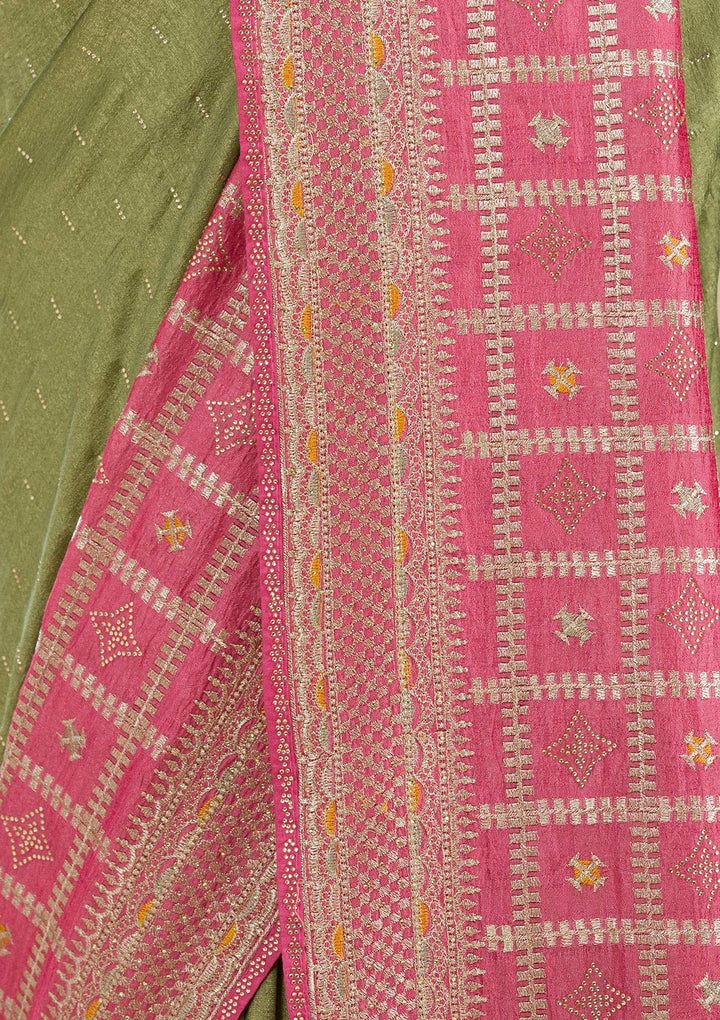 Pink Zariwork Soft Silk Saree