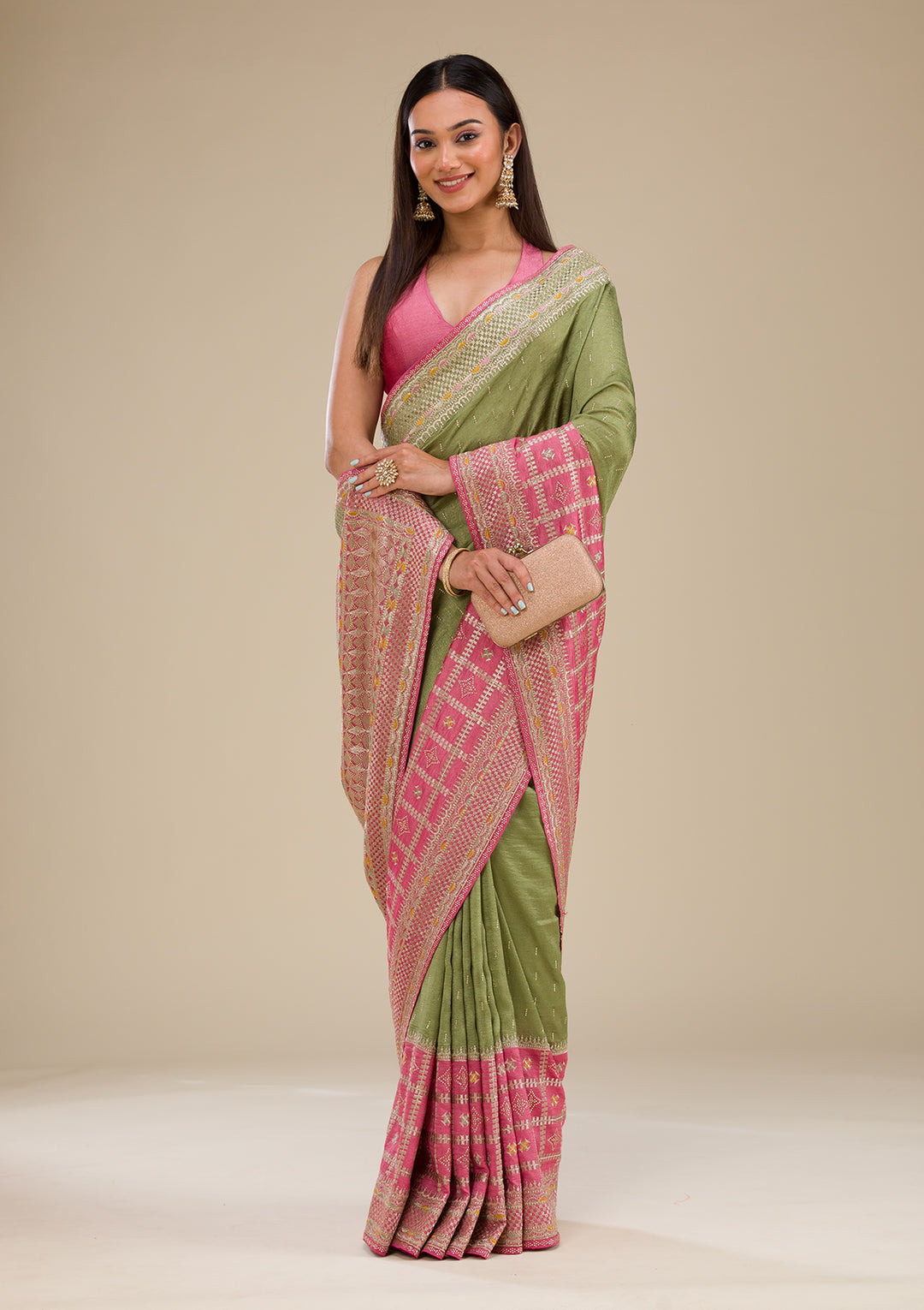 Pink Zariwork Soft Silk Saree