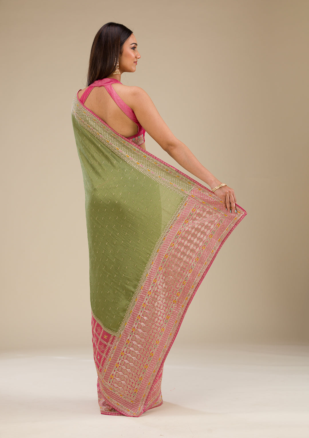 Pink Zariwork Soft Silk Saree