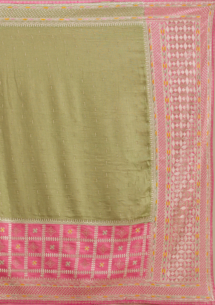 Pink Zariwork Soft Silk Saree