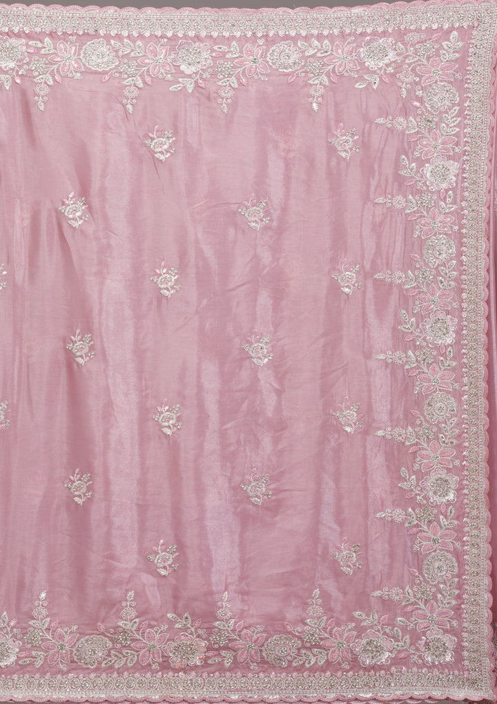 Pink Zariwork Tissue Saree