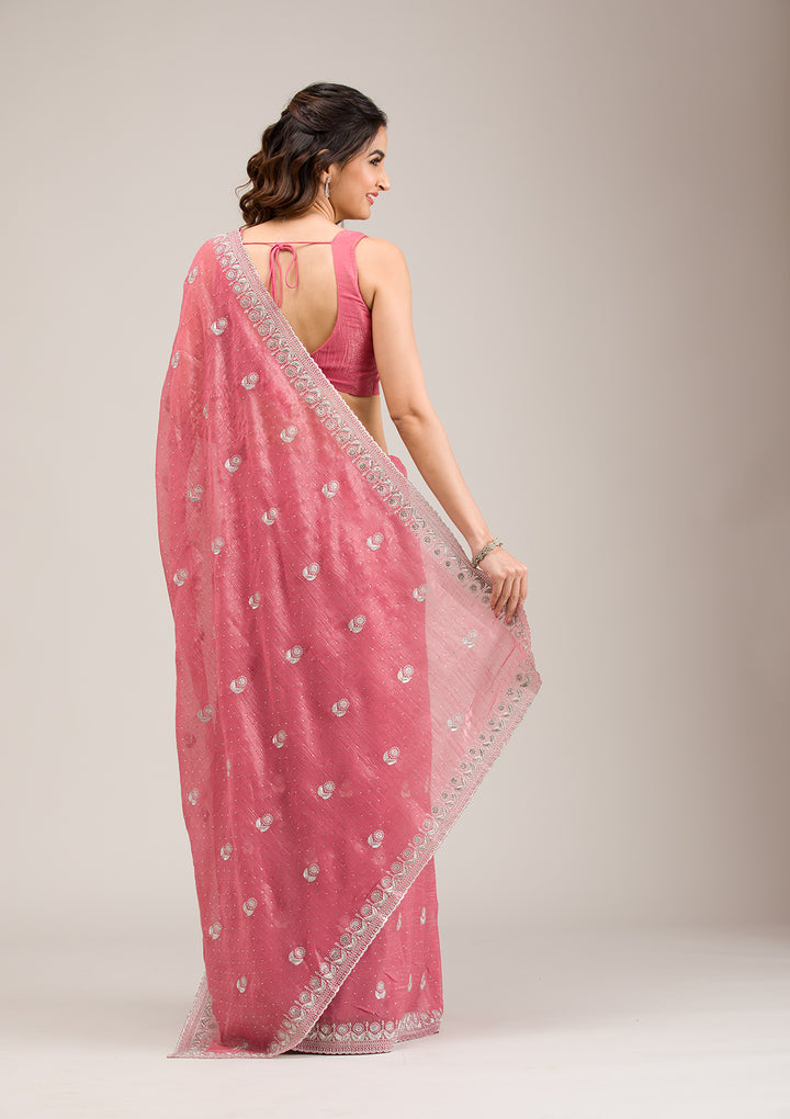 Pink Zariwork Tissue Saree