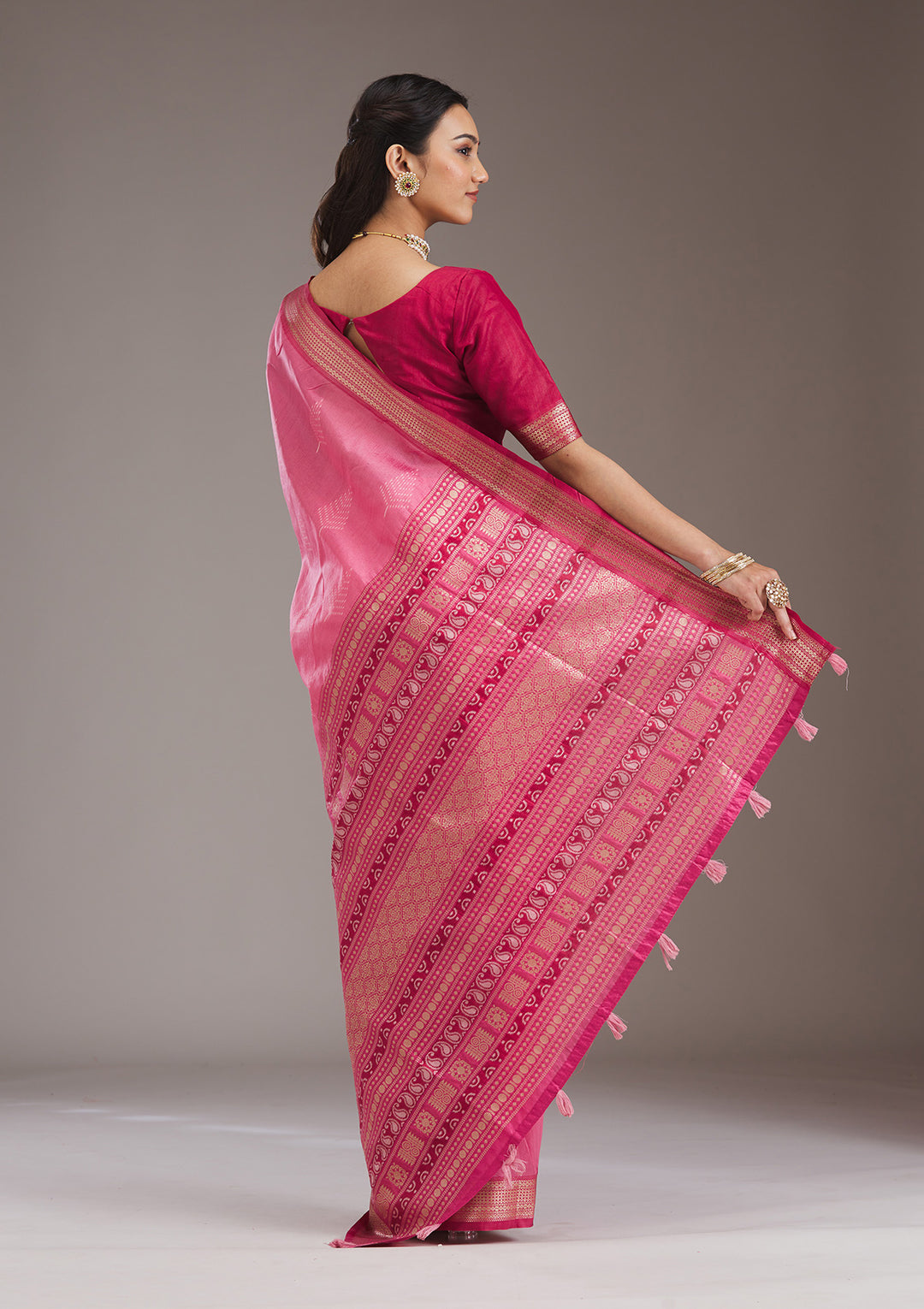 Pink Zariwork Tissue Saree
