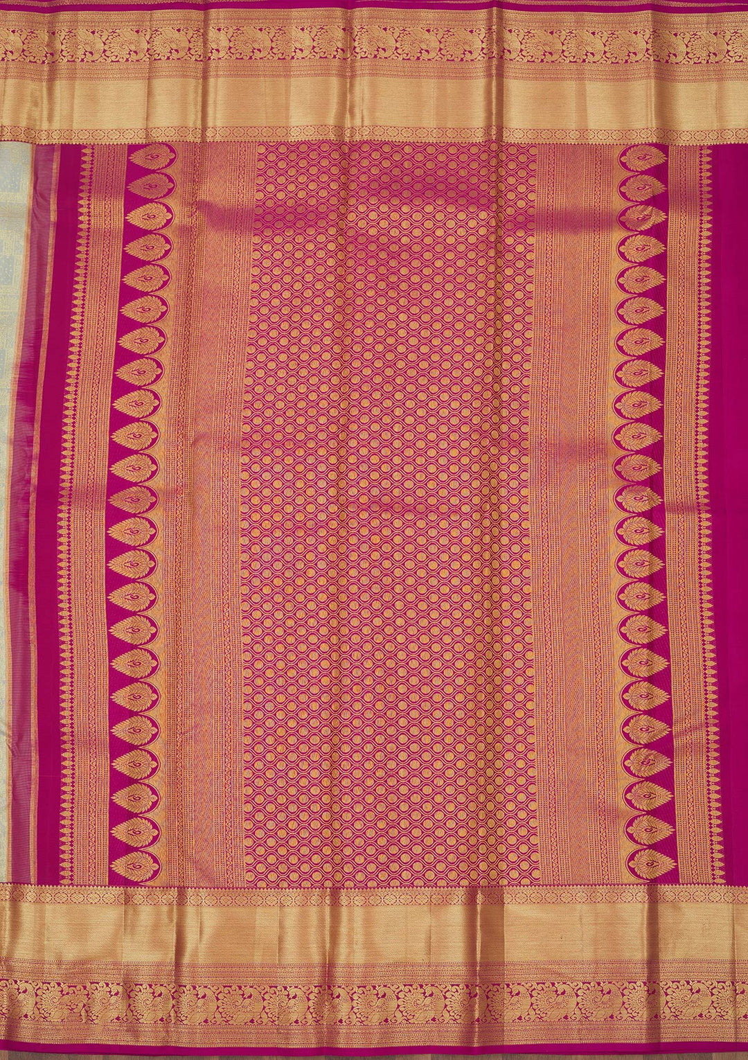 Pista Green Silk Jaal Gold Zariwork Saree With Matching Blouse Piece