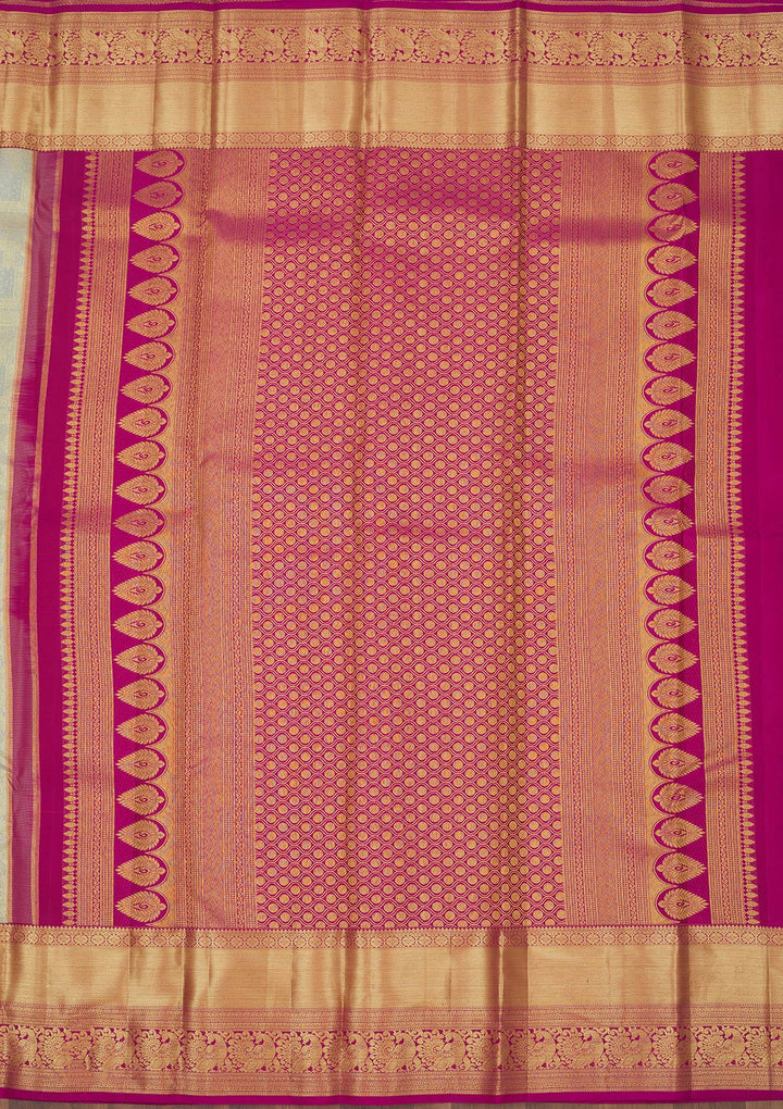 Pista Green Silk Jaal Gold Zariwork Saree With Matching Blouse Piece
