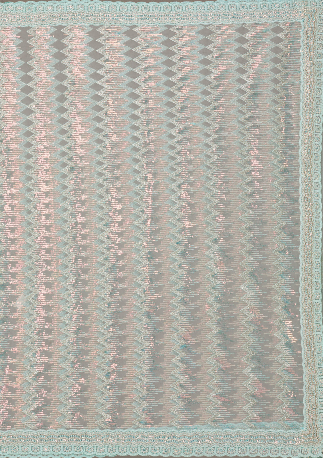 Pista Green Sequins Net Saree-Koskii