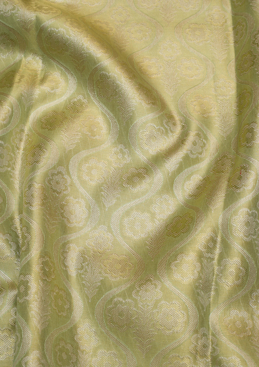 Pista Green Tissue Jaal Gold Zariwork Saree With Matching Blouse Piece