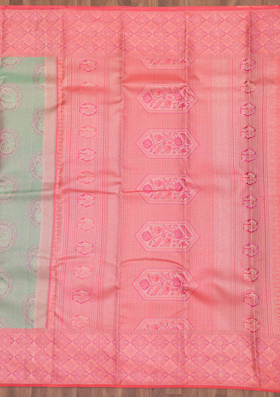 Pista Green Zariwork Pure Silk Saree