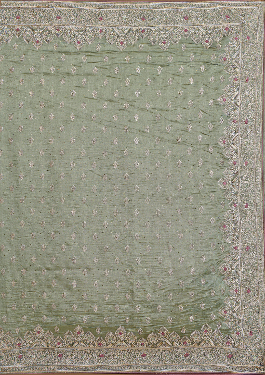 Pista Green Zariwork Silk Saree