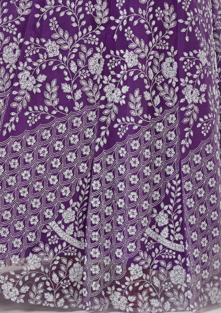 Purple Cutdana Net Gown